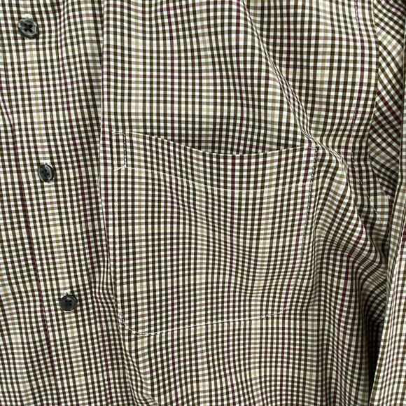Tricots St Raphael Shirt Mens Large Button Up Brown Plaid Long Sleeve Collared - Picture 5 of 12